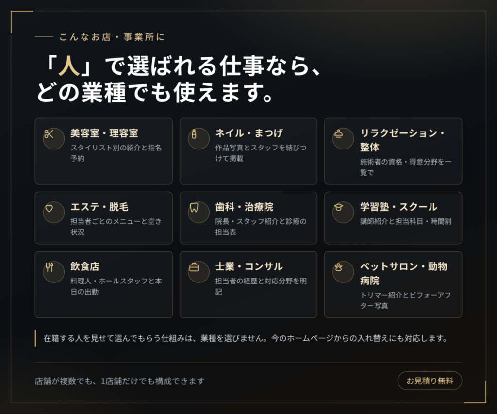 対応業種のイメージ